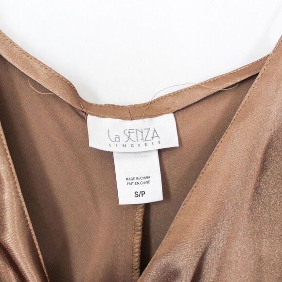 Vintage La Senza Satin Feel Slip Sleep Dress Tie Straps Frill Hem Small - Picture 6 of 6